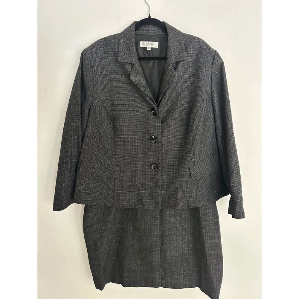 Jones Studio Separates Grey Micro Pattern Blazer and Skirt Suit Set 20W 22W